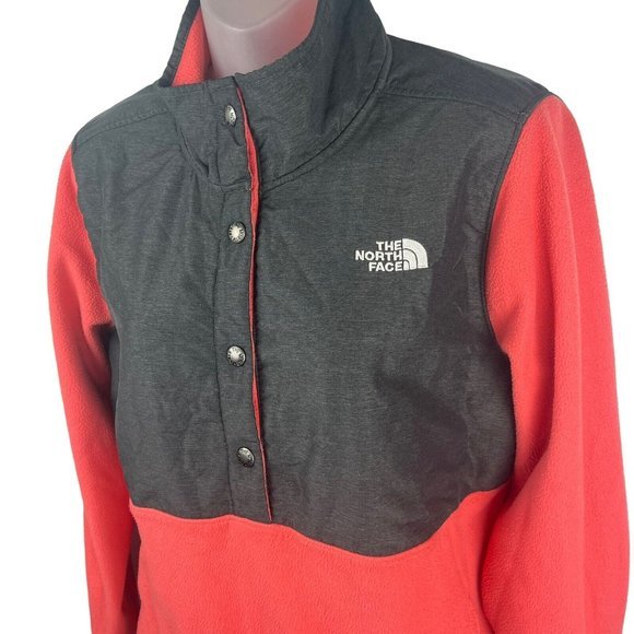 The North Face Jackets & Blazers - North Face‎ Pullover Sweatshirt Women’s Size Large 1/4 Snap Pink Red Gray Fleece